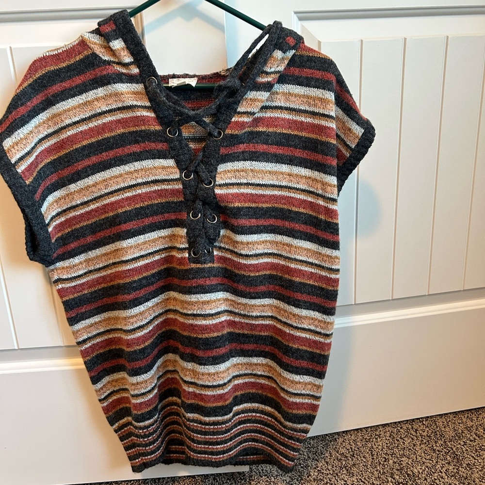 Striped Hooded Knit Top